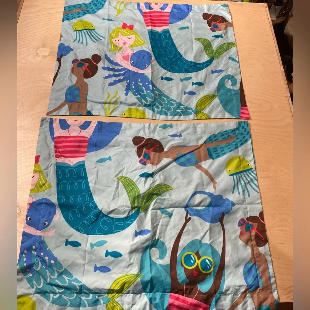Mermaid and Sea Life Pillow Shams  Full Size (MO)